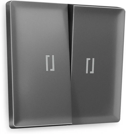 Лицевая панель Ambrella Volt ALFA (Антрацит серый) для 2-клавишных выключателей с подсветкой QUANT AP6540