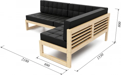 Диван Arsko угловой Сега У сосна велюр черный