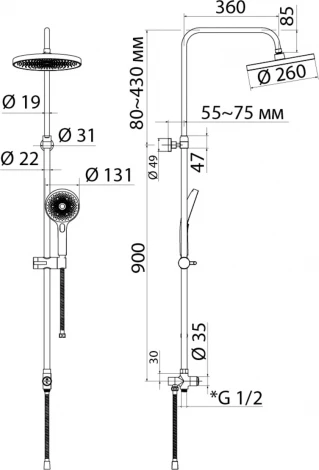 Душевая стойка IDDIS SpaHome SPA3F0Ci76