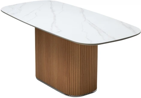 Стол M-City TAMPA 180 цвет БЕЛЫЙ МРАМОР M326, керамика / Каркас OAK