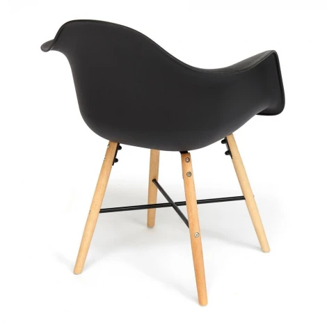 Кресло CINDY (EAMES) (mod. 919) черный/black with natural legs (дерево береза/металл/сиденье пластик)