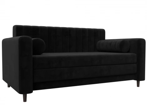 Диван прямой Лига-070 (ЛДСП,Брус,Фанера/Дерево/Велюр/Черный) Лига Диванов 129748