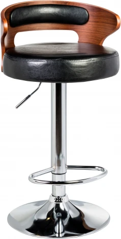 Стул барный DOBRIN FRED (коричневое дерево, чёрный) 1018-LMZ FRED, цвет сиденья черный, каркаса коричневое основания хром