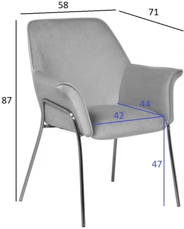 Кресло велюр светло-серый 71*58*87см Garda Decor арт.30C-1127-Z GRE