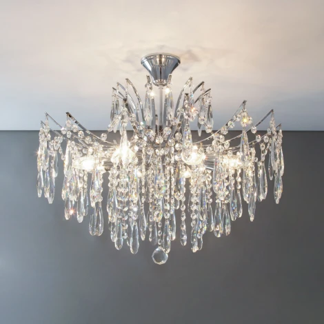Потолочная люстра каскадная на штанге Citilux Селена CL302180 (220V, хрусталь)