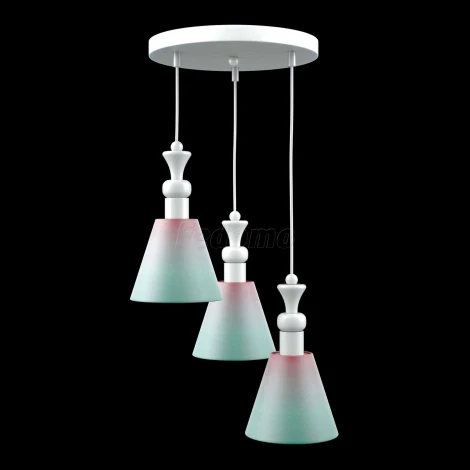 Люстра подвесная Lamp4you, 3 плафона, белый с розовым и бирюзовым