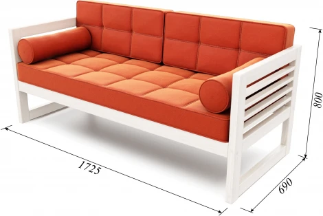 Диван Arsko прямой Сега Б беленый дуб велюр оранжевый