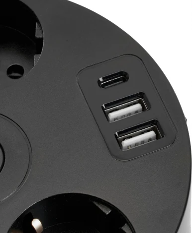 Удлинитель 5-и местный 2,5 метра с заземлением 2хUSB Type A+C Stekker Comfort 49656