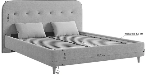 Кровать с основанием Лео 160х200 см Mebelson (ЛДСП,Ткань,Велюр/Серый,Графит) арт.KM1.6-19.2350