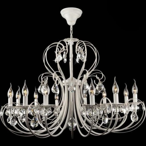 Подвесная люстра Eurosvet 3305 3305/12 белый с золотом / прозрачный хрусталь (220V, хрусталь Strotskis, на цепи, подсвечник, свеча)
