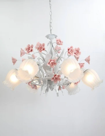 Подвесная люстра Lucia Tucci Fiori Di Rose 106.6 (220V, муранское стекло, на цепи, цветы, ветки, розы)