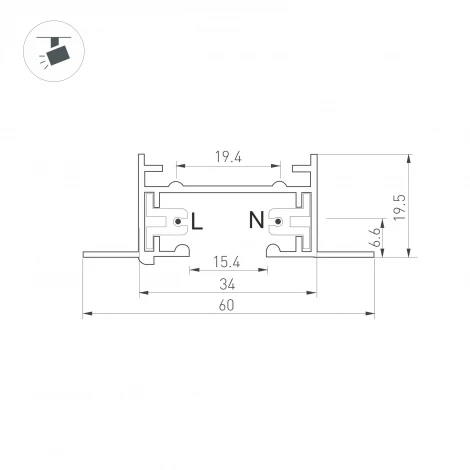 Трек (шинопровод) LGD-2TR-TRACK-F-2000-WH-M (C) (Arlight, IP20 Металл) 038671