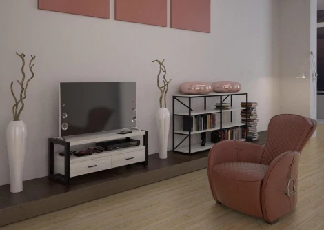 Тумба под TV Нео Лофт TVS-1 Дуб беленый шпон