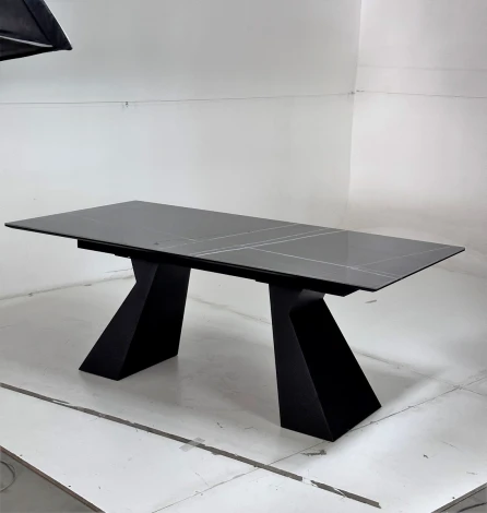 Стол БОГАРТ 200 TITANIUM BLACK PULIDO, керамика / Черный М-City