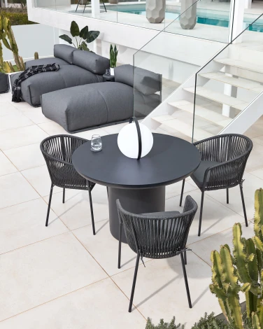 Стул уличный La Forma (ex Julia Grup) Yanet (Черный,Серый/ Металл,Веревка,Пена,Сталь)