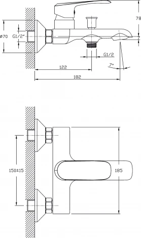 Смеситель Rush Gozo GZ3735-44 для ванны с душем
