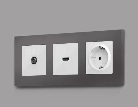 Лицевая панель Ambrella Volt ALFA (Белый глянец) для TV розетки QUANT AP1130