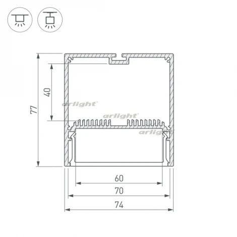 Профиль с экраном SL-LINE-7477-2500 ANOD+OPAL (Алюминий) 020468 Arlight SL-LINE