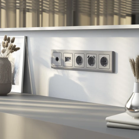 Накладка для двойной розетки Еthernet RJ-45 (серебряный матовый) Werkel W1191165 (a063624)