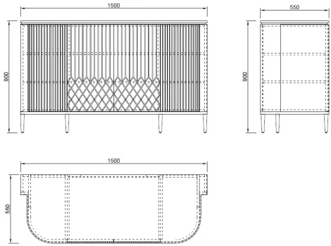 Комод черный  150*55*90см Garda Decor арт.77IP-2310