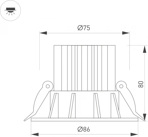 Встраиваемый точечный светильник MS-FOGGY-BUILT-R86-10W Warm3000 (BK, 60 deg, 230V) (Arlight, IP54 Металл) 044630 (LED)