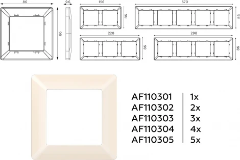 Рамка Ambrella Volt ALFA Line (Бежевый глянец) 5-ая AF110305