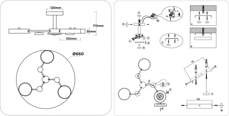 Потолочная люстра светодиодная на штанге с регулировкой цветовой температуры Ambrella COMFORT FL4855 (220V)