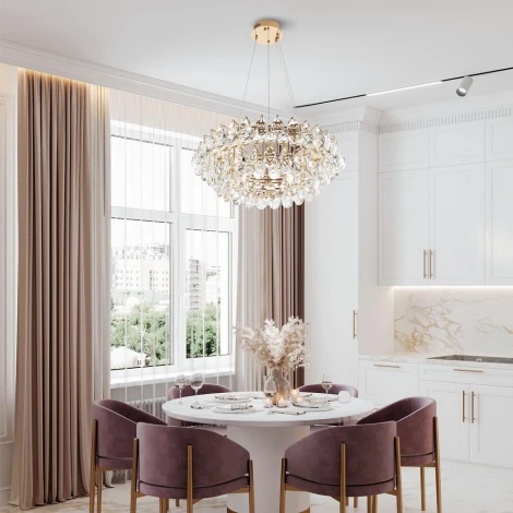 Подвесная люстра светодиодная хрустальная с пультом с регулировкой цветовой температуры Modelux MODELUX ML.351.600 GD