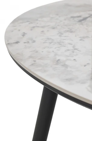 Стол МИЛТОН D89 цвет ПАНДОРА (PANDORA LIGHT 122 BG), керамика / Черный каркас M-City 64590