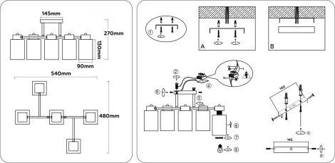 Потолочная люстра на штанге Ambrella TRADITIONAL TR303048 (220V)