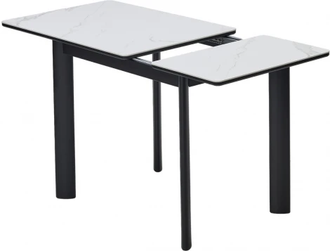 Стол ТЕТ-А-ТЕТ 90  Белый мрамор, керамика / Черный каркас М-City