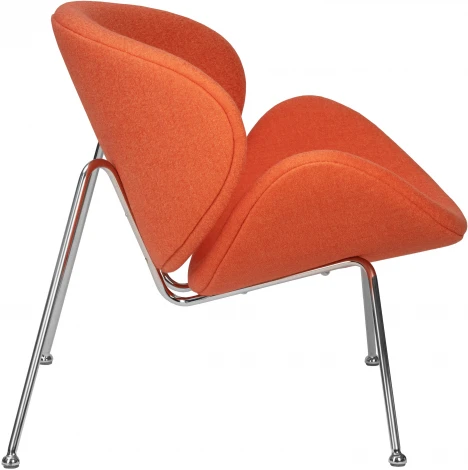 Кресло дизайнерское DOBRIN EMILY (оранжевая ткань AF, хромированная сталь) 72-LMO EMILY, цвет сиденья оранжевый (AF), основания сталь