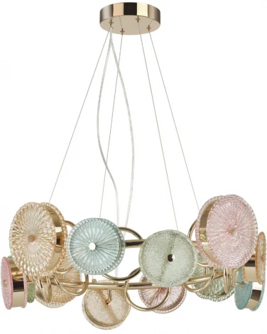 Подвесная люстра Odeon Light Caramella 5412/95L золотой/разноцветный/металл/стекло LED 95W 4000K 6400lm (220V, на тросе, круглые)