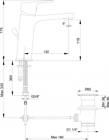 Смеситель E.C.A. Tiera 102188012EX для раковины