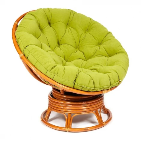 Кресло-качалка PAPASAN/ПАПАСАН W 23/01 B /с подушкой/ 115х78х104см, коньячный, флок олива, 23 Tetchair 13755