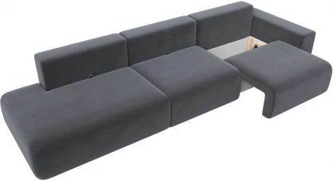 Диван прямой Лига-036 НПБ Модерн Лонг подлокотник справа (Серый/Велюр) Лига Диванов арт.121361