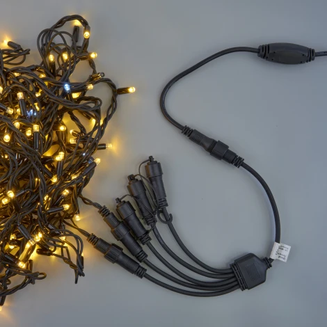 Провод-разветвитель для гирлянд серии F90PRO 0,4м. 5 выходов. статика/мерцание IP67 черный Uniel UCX-F90 S5/0.4M/BK