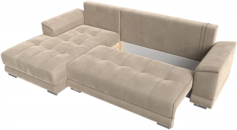 Диван угловой НордСтар левый угол (Бежевый/Велюр) Лига Диванов арт.121105L