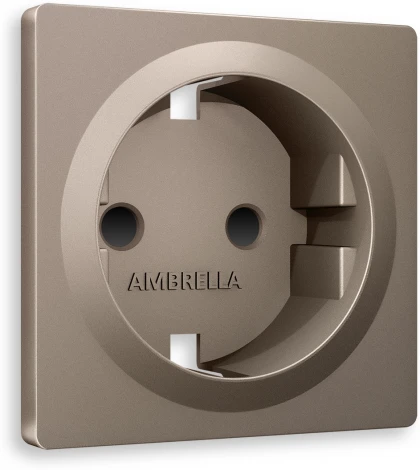 Лицевая панель Ambrella Volt ALFA (Темная бронза матовый) для электрической розетки с заземлением со шторками QUANT AP637