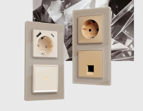 Рамка Ambrella Volt ALFA Platos (Серо-бежевый Стекло закаленное натуральное) 4-ая AF380604