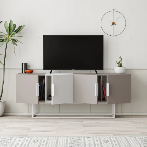 Тумба под ТВ TONTINI TV STAND LEVE (ЛДСП,Дерево,ЛДСП/Белый,Бежевый) арт.LEV00488