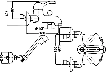 Смеситель Bugnatese Lem 1902BR для ванны с душем, бронза