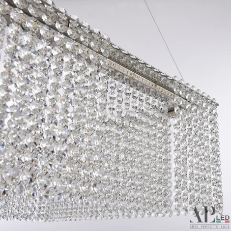 Подвесная люстра светодиодная APL LED Sicilia SH04.52.A.Ni.4000 (220V, хрусталь, на тросе)