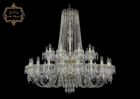 Подвесная большая люстра Art Classic 11.23 11.23.20+10.400.2d.Gd.Dr (220V, хрусталь, на цепи, подсвечник, свеча)