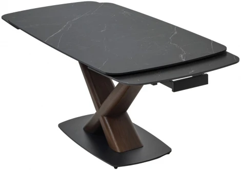 Стол M-City BLANCO 160 MATT BLACK MARBLE SOLID CERAMIC / Орех