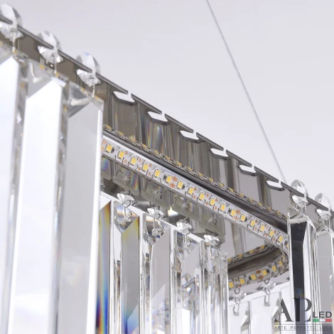 Подвесная люстра светодиодная APL LED Sicilia SH10.42.A.Ni.4000 (220V, хрусталь, на тросе)