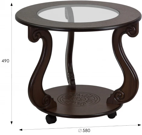 Стол журнальный Грация (С) на колесах темно-коричневый от фабрики Mebelik