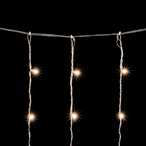 Гирлянда Занавес Облегченный 2 x 3 м Тепло-Белый с Мерцанием Белого Диода 220В, 600 LED, Провод Прозрачный ПВХ, IP54