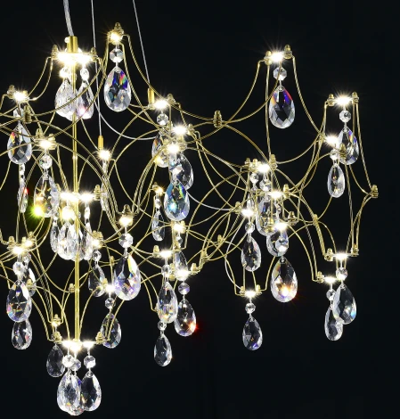 Подвесная люстра светодиодная с пультом и хрустальными подвесками Asfour MyFar Ileria MR2653-57P-50AD