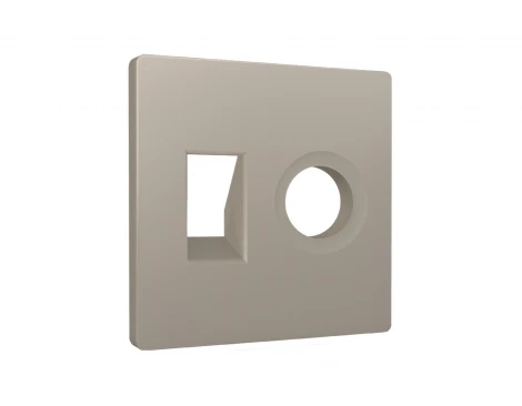 Лицевая панель для Ethernet RJ-45/телефонной RJ-11 и ТВ-розетки (серо-бежевый матовый) Ambrella Volt QUANT AP3725